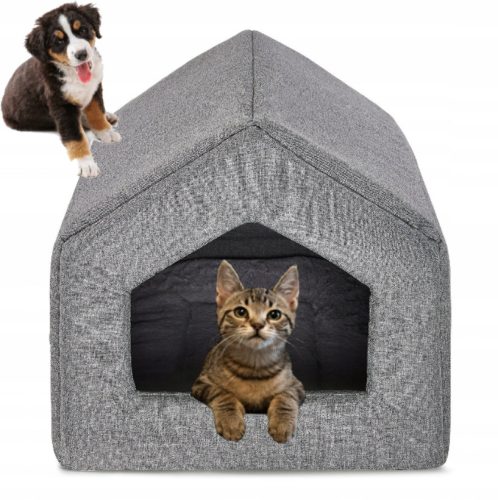  Superkissen24 Hundehütte Schwarz, Silber, Grau 64cm x 50cm