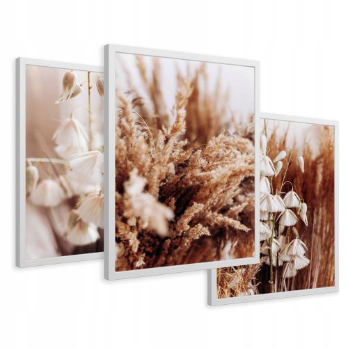 Bilder an der Wand Gerahmte Bilder Trockengras Boho Blumen 43x99