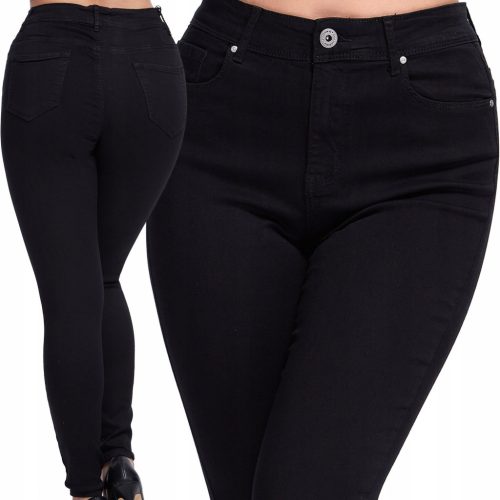  KLASSISCHE DAMENJEANS MIT HOHER TAILLE, SCHWARZ _L/40