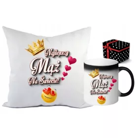  Kissen + Becher-Set mit Aufdruck