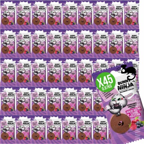 BUNNY NINJA Fruchtiger Snack - Apfel, Himbeere & Schwarze Johannisbeere, 45 Stück