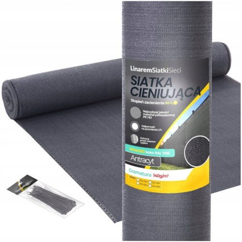  Schattiernetz 140g Linarem SiatkiSieci 1,2 m x 25 m Graphit