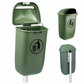   Abfallbehälter auf einer Stange, 50 Liter, Straßengrünpark