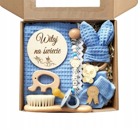  Baby Box Schnulleranhänger für ein Neugeborenes, ein Geschenk für ein Baby, Blautöne