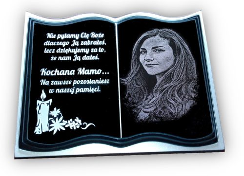  Ein Buch für ein Denkmal, Glas, Foto, Spruch GRAVUR