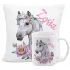 PFERD KISSEN SET BECHER PFERDE BELIEBIGER NAMEN TEXT FÜR EIN GESCHENK - Designs