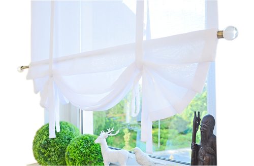 Elegante Weiße Raffgardine, auf Wunsch auch in Ecru erhältlich