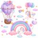  Wandaufkleber für Mädchen, Einhörner, Regenbogen
