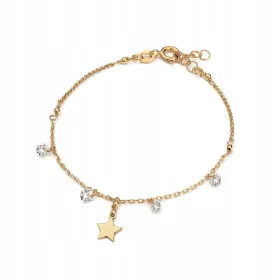    Vergoldetes Silberarmband mit Zirkonen und einem Kreuz (925).