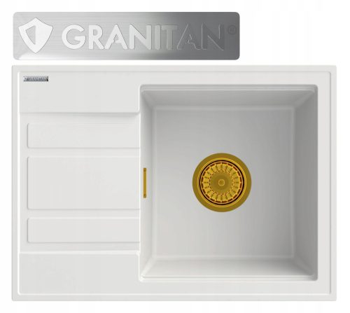 Granitan WETAR Einbeckenspüle, weißer Granit
