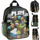  Minecraft Paso Kindergartenrucksack mit einem Fach für Jungen und Mädchen, Schwarz, Grüntöne, Mehrfarbig