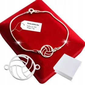  Volleyball-Ball-Armband aus 925er Silber mit Linie