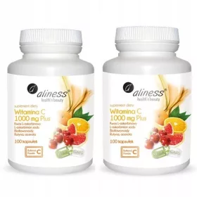   Aliness Vitamin C 1000 mg Plus - Ergiebiges Set mit 100 Kapseln, unterstützt das Immunsystem