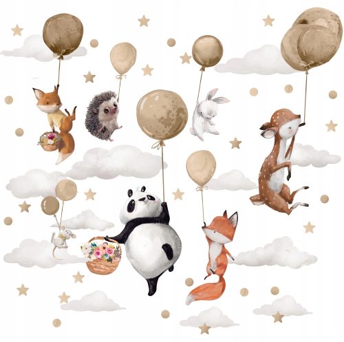  Wandaufkleber mit Tieren und Luftballons für Kinder