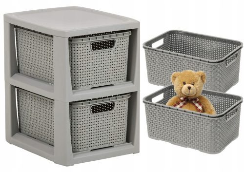  BÜCHERREGAL, TRUHE, SCHRANKREGAL MIT 2 KÖRBEN, RATTAN BRANQ
