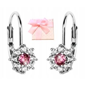  ROSA BLUMEN-SILBER-OHRRINGE FÜR EIN MÄDCHEN