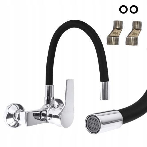 Sink Quality Flash Wand-Küchenarmatur, Schwarz, Silber