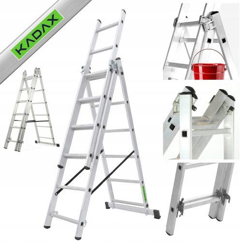 KADAX Leiter 3,98 m Aluminium 3 x 6 bis 150 kg