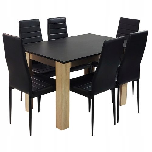  Set aus rechteckigem Tisch 120 x 80 cm, ausziehbar auf 120 cm + 6 Stühlen von BM Design