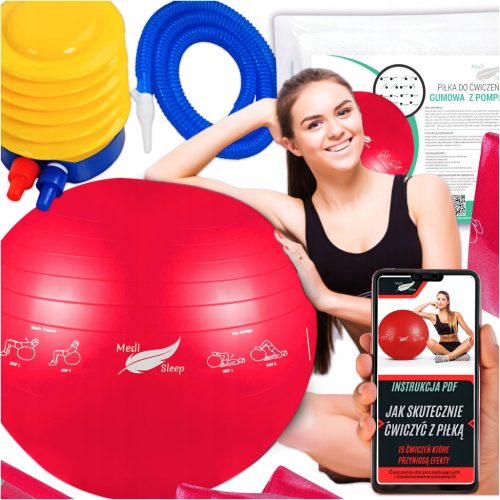  Gymnastikball, 65 cm, mit Übungen auf einem Fitnessball und einer Pumpe