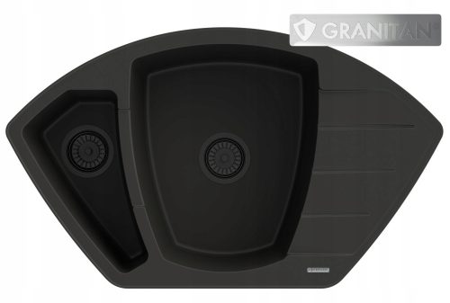 Granitan COMPACT 1,5-Becken-Spüle, schwarzer Granit