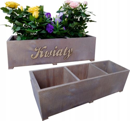  Blumentopf Land of Boxes 40 cm x 14 x 12 cm Holztöne in Grau und Silber