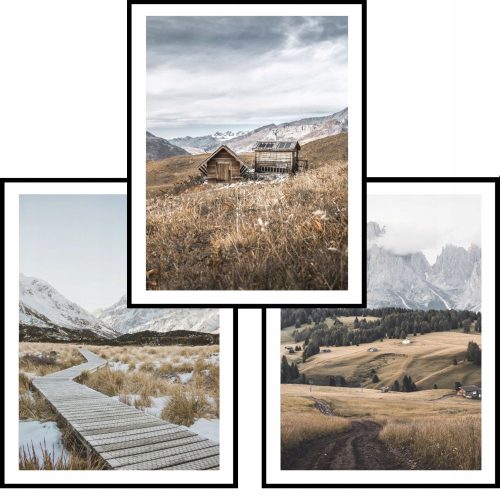 Bilder an der Wand Set mit 3 Postern 50x70 beige blau Naturlandschaft
