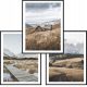 Bilder an der Wand Set mit 3 Postern 50x70 beige blau Naturlandschaft