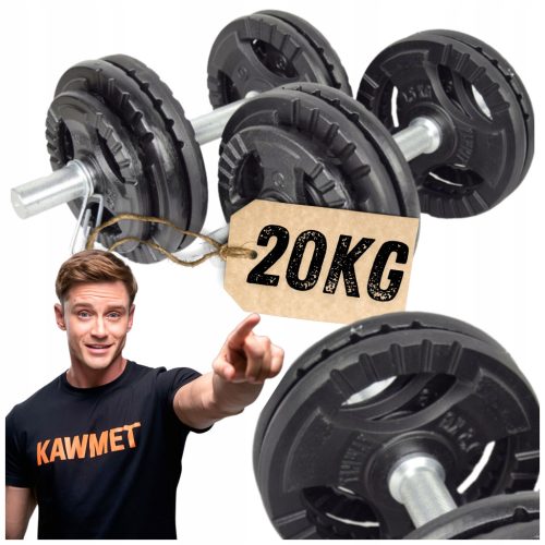  Gusseisen-Hanteln für das Training, Set mit 2 x 20 kg, KAWMET-Hantelstangen 40 kg