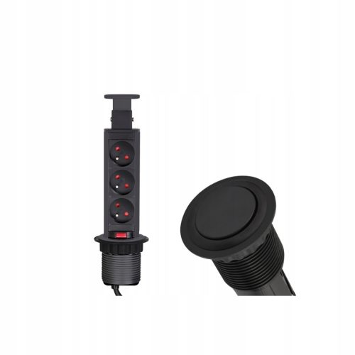 Design Light Elektroleiste für Arbeitsplatte LIFTBOX-CZ-3FR-U-01, schwarz