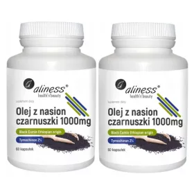   Aliness Schwarzkümmelöl 2% Tymochinon 1000mg Kapseln – Packung mit 120 Stück