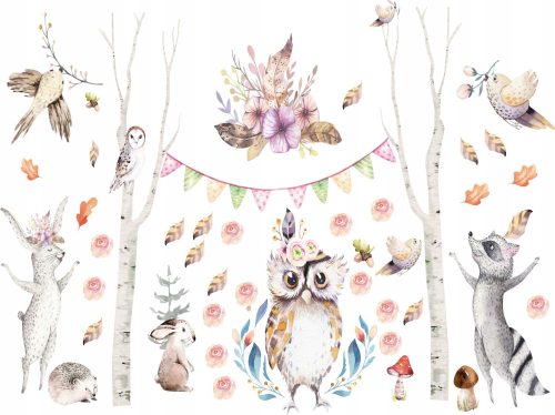 Dekorative Wandaufkleber Wandaufkleber WALDTIERE EULE BOHO EULE