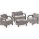 Ein Satz Garten- und Terrassenmöbel Allibert Gartenmöbel-Set, Kunststoff, Korfu, Beige, 4-teilig.