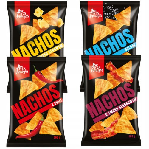 Viererpack Nachos Mix 4x500g - Verschiedene Geschmacksrichtungen