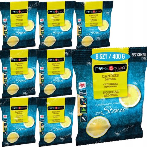 Zuckerfreie Zitronenbonbons mit Stevia von Pure&good – 400g (8x50g)