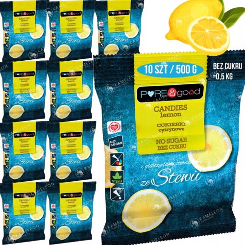 Zuckerfreie Zitronenbonbons mit Stevia, Pure&good - 10 Stück