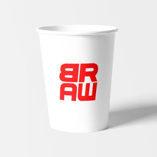 Einweggeschirr Weiße Pappbecher mit Aufdruck – Logo – 200 ml
