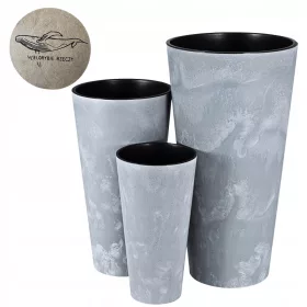    Prosperplast-Blumentopf, 25 cm x 25 x 47,5 cm, Durchmesser 24,5 cm, Kunststoff in Grau- und Silbertönen