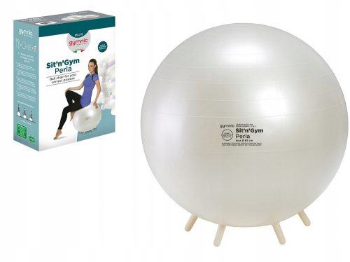  Gymnastikball mit Griffen 65 cm ecru