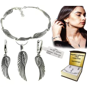  SILBERSCHMUCKSET ENGELSFLÜGEL + GRAVUR