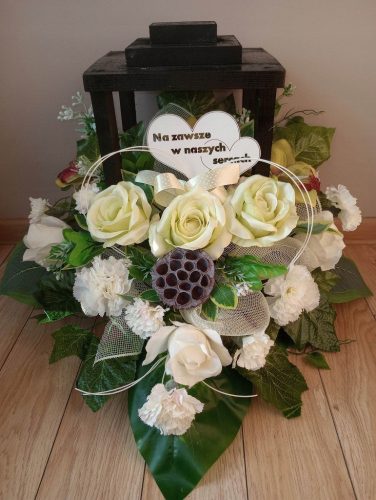 Laterne Laterne Blumen für das Grab SET Blumenstrauß