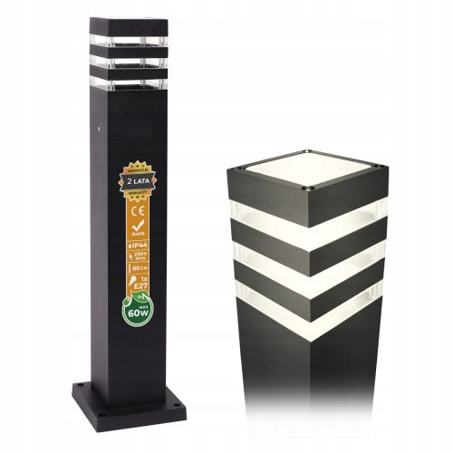 Lichtmasten, Garten Berge E27 quadratischer Lichtmast, 61 cm, schwarz