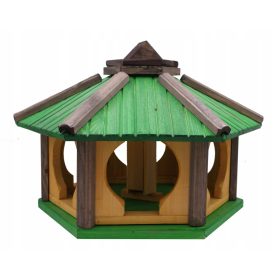   Großes grünes stehendes Vogelhäuschen aus Holz KW52, polnischer Hersteller