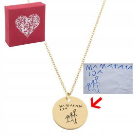  STAHLHalskette mit Gravur KINDERZEICHNUNG / Deins