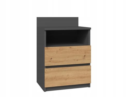  Nachttisch ANTHRAZIT ARTISAN Nachttisch für das Schlafzimmer, Regal mit zwei Schubladen