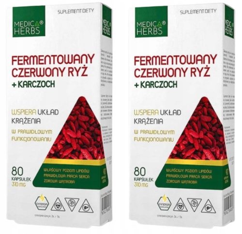 Medica Herbs Fermentierter Roter Reis + Artischocke, 260 mg, 80 Kapseln - Nahrungsergänzungsmittel