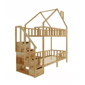    Stolarnia Ewa Fojtuch Etagenbett NIKOLA SCHODY BOK 90 x 200 cm Kiefer