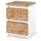  Stiv Nachttisch mit Schubladen – Weiße Möbel – Wotan-Eiche 30 x 30 x 40 cm