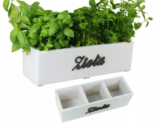Töpfe und Pflanzgefäße für den Außenbereich und den Garten Weißer Blumentopf 40x14x12 cm mit der Aufschrift Herbs