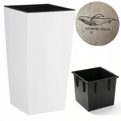  Prosperplast Blumentopf 20 cm x 20 x 37,5 cm, weißer Kunststoff